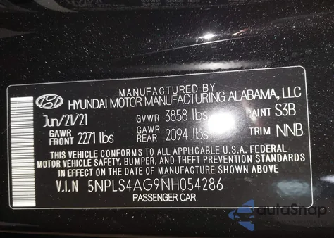 2022 Hyundai Elantra Sel from USA, damaged, VIN 5NPLS4AG9NH054286
